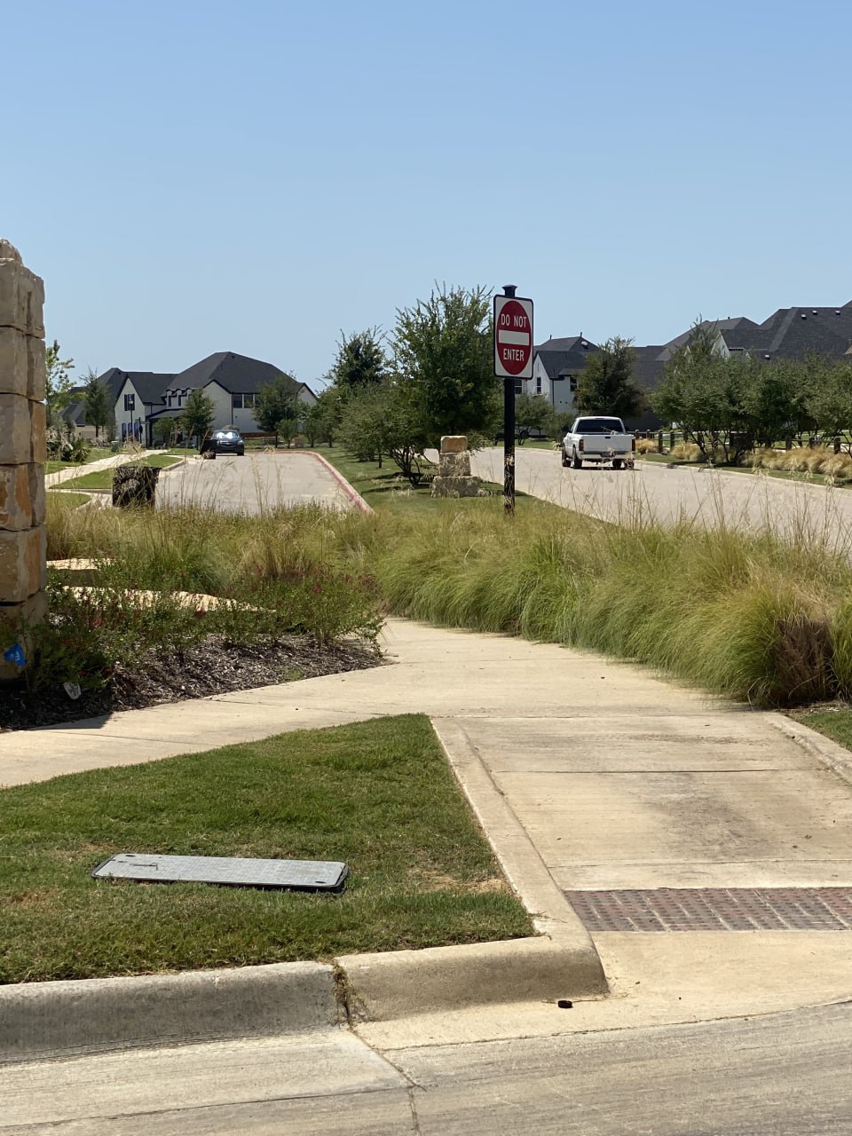Tree-lined M3 Ranch neighborhood streetscape with modern homes in Mansfield TX