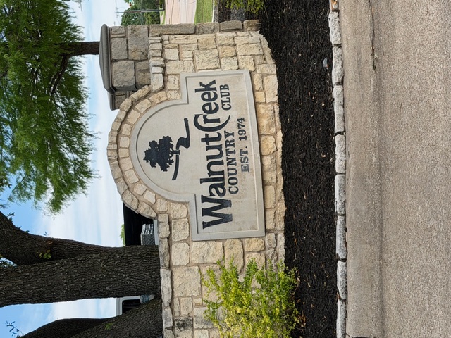 Walnut Creek Country Club entrance monument sign, Established 1974, Mansfield TX